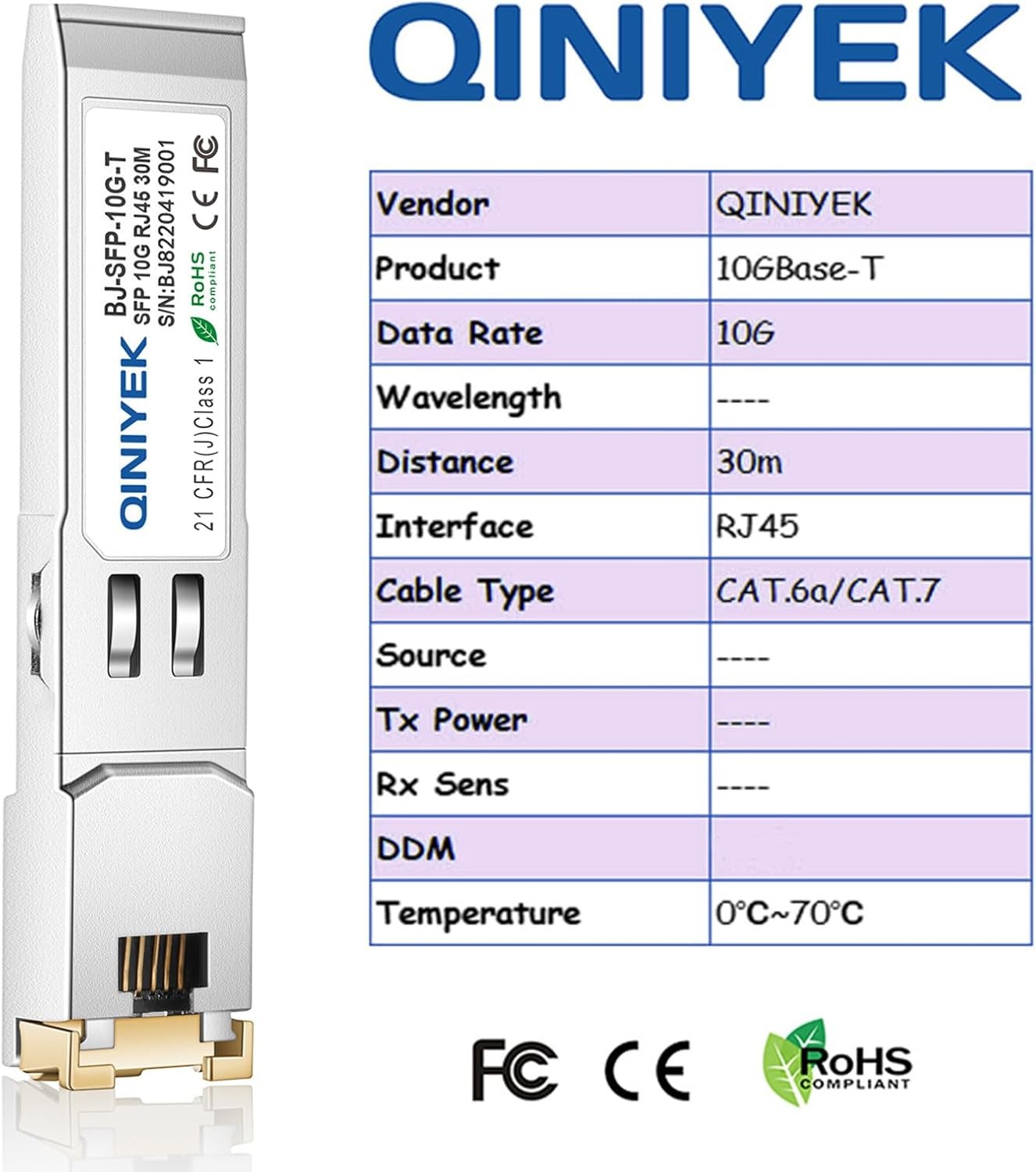[1 का पैक] 1.25/2.5/5/10G-T SFP+ से RJ45 ट्रांसीवर, कॉपर ईथरनेट मॉड्यूल Cisco SFP-10G-TS, MikroTik S+RJ10, Ubiquiti UF-RJ45-10G, Netgear AXM765, Netgear, TP-Link, Fortinet, 30m के साथ संगत