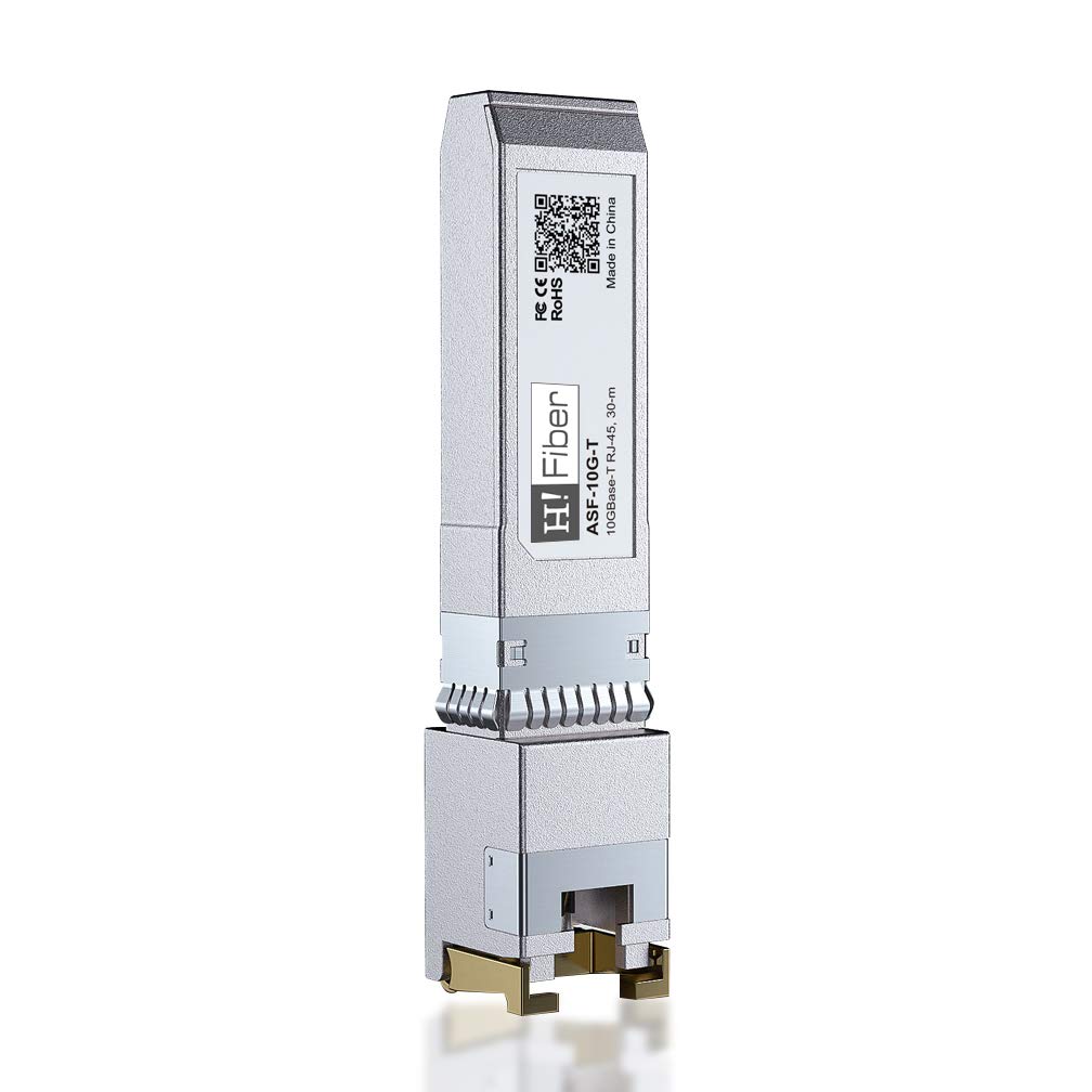 H!Fiber 10Gb SFP+ RJ45 Transceiver, 10Gbase-T SFP+ Ethernet Module Support 10G/5G/2.5G/1.25G, Compatible with Cisco SFP-10G-T-S, Ubiquiti UF-RJ45-10G, UniFi, Meraki,MikroTik,Supermicro and More, 30m