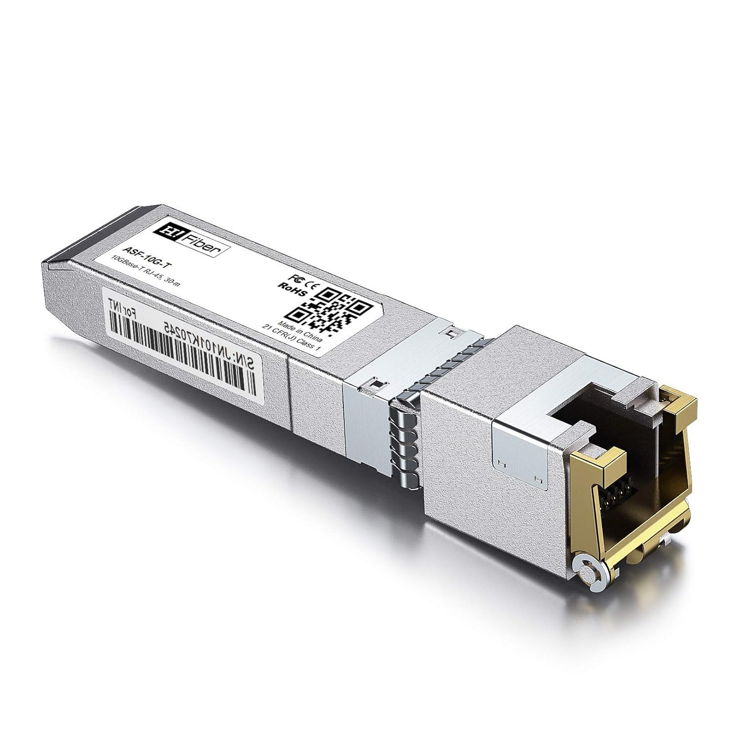 H!Fiber 10Gb SFP+ RJ45 Transceiver, 10Gbase-T SFP+ Ethernet Module Support 10G/5G/2.5G/1.25G, Compatible with Cisco SFP-10G-T-S, Ubiquiti UF-RJ45-10G, UniFi, Meraki,MikroTik,Supermicro and More, 30m