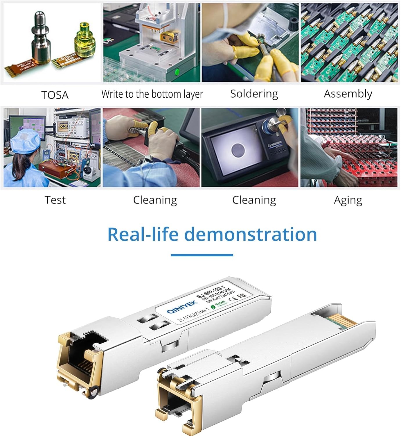 [1 का पैक] 1.25/2.5/5/10G-T SFP+ से RJ45 ट्रांसीवर, कॉपर ईथरनेट मॉड्यूल Cisco SFP-10G-TS, MikroTik S+RJ10, Ubiquiti UF-RJ45-10G, Netgear AXM765, Netgear, TP-Link, Fortinet, 30m के साथ संगत