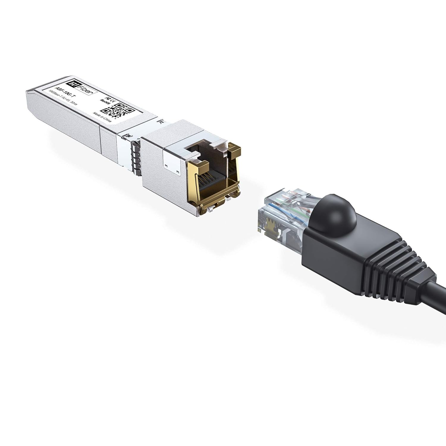 H!Fiber 10Gb SFP+ RJ45 Transceiver, 10Gbase-T SFP+ Ethernet Module Support 10G/5G/2.5G/1.25G, Compatible with Cisco SFP-10G-T-S, Ubiquiti UF-RJ45-10G, UniFi, Meraki,MikroTik,Supermicro and More, 30m